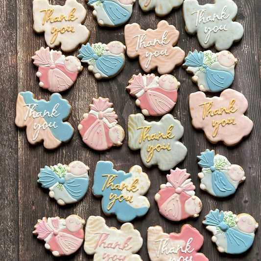 Baby Shower Thank you Sugar Cookies Boy and Girl