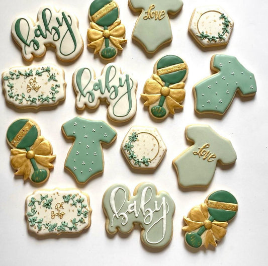 Baby Shower Sage Green Sugar Cookies